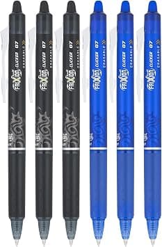 Pilot 465753 6 Count (Pack of 1) FriXion Clicker 0.7mm, Erasable Gel Pens, Fine Point (6-Pack) Black/Blue on Amazon.sa - Price Tracker