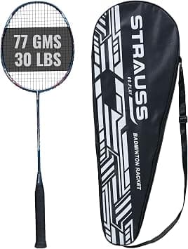 STRAUSS Carbon Graphite Badminton Racket for Men, Adult, Kids | Badminton Bag | Shuttle Racket with Nylon Strings | Lightweight Badminton Racquet with Grip Handle | String Tension - 28lbs | Pack of 1 على Amazon.ae - متتبع الأسعار
