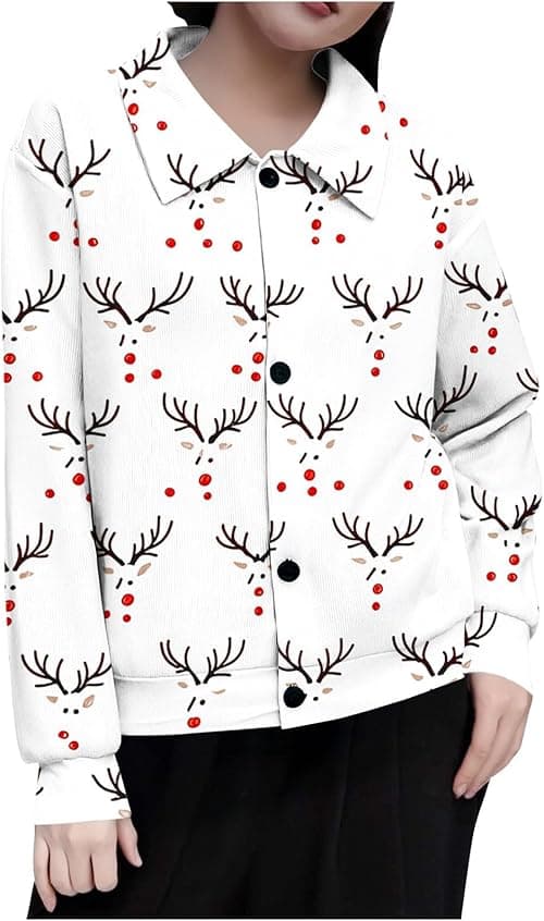 Christmas Tops for Women UK Ugly Xmas Jumpers Button Down Shirt Long Sleeve Tops Reindeer Funny Snowman Santa Graphic Blouses Funny Xmas Dressy Tunic Top Causal Holiday Shirt on Amazon.ae - Price Tracker