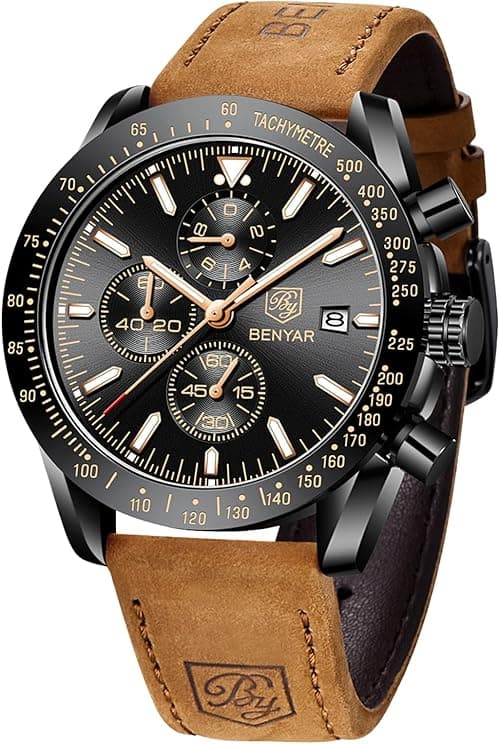 BY BENYAR Mens Watches Chronograph Analog Quartz Movement Stylish Sports Designer Wrist Watch 30M Waterproof Elegant Gift for Men on Amazon.ae - Price Tracker