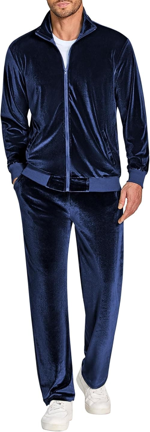 COOFANDY Mens 2 Piece Velour Tracksuit Full Zip Jackets Pants Velvet Jogging Suits Sweatsuit Set on Amazon.ae - Price Tracker