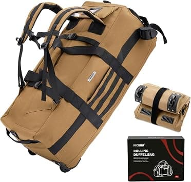 Travel Rolling Duffel Bag with Wheels,Large Rolling Backpack, Military Tactical Wheeled Foldable for Deployment Camping Sports Weekender Overnight Personal Items Duffel Bag 80L, Khaki(Adjustable on Amazon.ae - Price Tracker