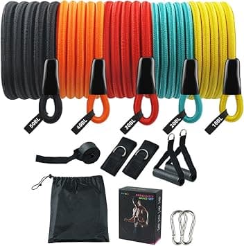 ECVV® 14-Piece Resistance Bands Set with Handles, Door Anchor, Ankle Straps, Training Manual & Carrying Bag - Ideal for Home Fitness, Yoga, Pilates, Stretching & Strength Training for Men & Women - Amazon.sa Price Tracker