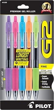 PILOT G2 Premium Refillable & Retractable Rolling Ball Gel Pens, Fine Point, Purple/Pink/Turquoise/Orange/Lime Inks, 5-Pack (31266) on Amazon.sa - Price Tracker