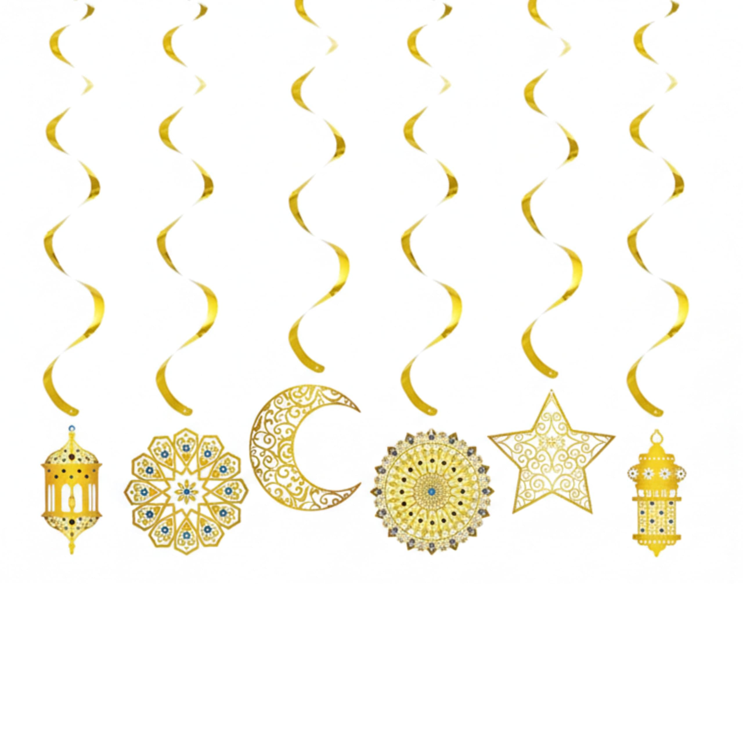 BrainGiggles Golden Islamic Swirl Hanging Decor - Set of 6 Stars, Moons, Lanterns - Eid Decorations, Ramadan Decorations for Home, Eid al adha, Ramadan Hanging Decorations on Amazon.ae - Price Tracker