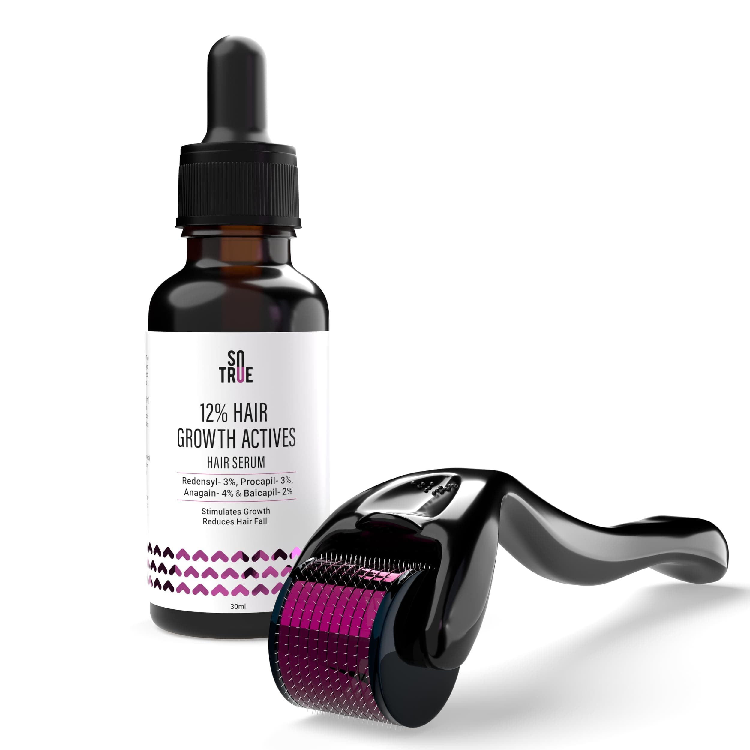 Sotrue Hair Growth Serum with Derma Roller Combo, 0.5 mm With 540 Stainless Steel Needles, Redensyl 3%, Procapil 3%, Anagain 4% and Baicapil 2%, Hair Fall Control Serum For Women & Men, All Hair on Amazon.ae - Price Tracker