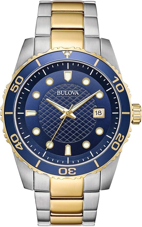 Bulova Men's Watch, Two Tone Gold/Blue, on Amazon - Best Deal Finder