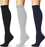 (3 pairs) Compression Socks 20-30 mmHg Long Knee High Socks for Women Men Support Athletic Travel Daily Wear - متتبع أسعار Amazon.sa
