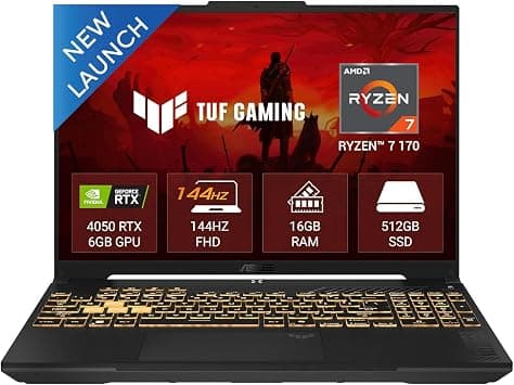 ASUS TUF Gaming A16 (2026) FA607NUQ-RL Gaming Laptop AMD Ryzen 7 170 Processor 16GB DDR5 RAM 512GB SSD 16" WUXGA 144Hz Display NVIDIA GeForce RTX 4050 6GB GDDR6 RGB Backlit Keyboard Mecha Gray on Amazon.ae - Price Tracker