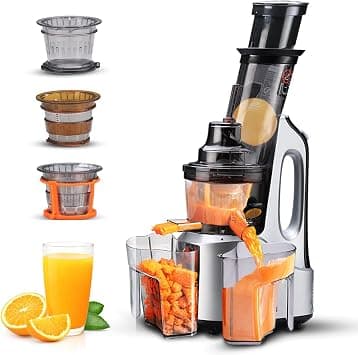 AGARO Imperial Slow Juicer Professional Cold Press Whole Slow Juicer, 240 Watts Power Motor, 3 Strainers, All-in-1 Fruit & Vegetable Juicer, Grey/Black على Amazon.ae - متتبع الأسعار