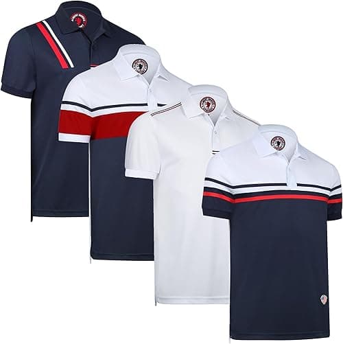 Albert Morris Mens Striped Short Sleeve Polo Shirts 4 Pack on Amazon.ae - Price Tracker