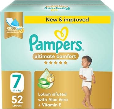 Pampers Ultimate Comfort, Size 7, 15+ kg, Giant Saving Box, 52 Diapers - متتبع أسعار Amazon.sa