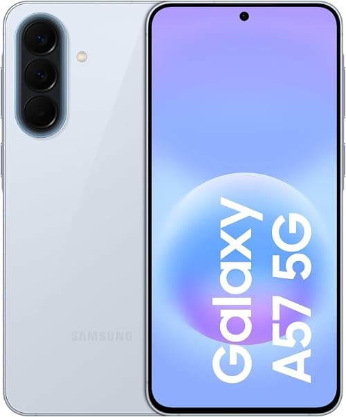 جوال سامسونج جالكسي 5G A57 ذاكرة تخزين 128 جيجابايت وذاكرة رام 8 جيجابايت، كاميرا 50MP ولون أزرق ثلجي رائع مع 6 تحديثات لنظام التشغيل وشاشة كبيرة وعمر بطارية طويل (إصدار المملكة العربية السعودية) على Amazon.sa - متتبع الأسعار
