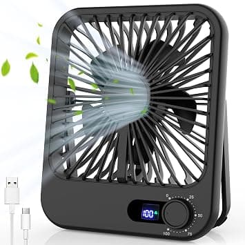 Small Desk Fan, 100 Speeds Personal Fan Portable Rechargeable with Battery Powered, 180°Tilt Adjustable Quiet Bedroom Fan, Home Beach Camping Travel Office Desk Accessories, Black on Amazon.ae - Price Tracker