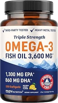 Premium Fish Oil Omega 3 - Max Potency - 3,600mg + 1,296mg Epa + 864mg DHA + Immune Support + Heart & Brain Health + Joint & Skin Support + Burpless + Natural Lemon Flavor, 120 Capsules per Serving on Amazon.ae - Price Tracker