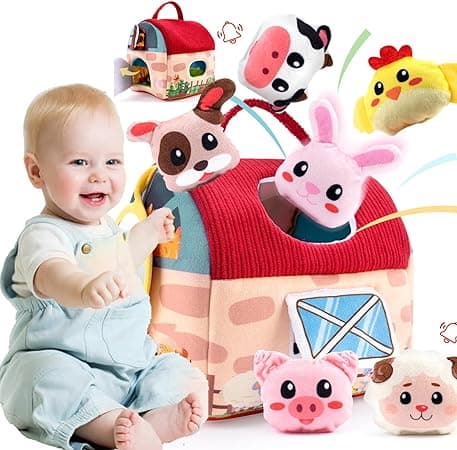 Baby Toys 6-12 Months -Mini Farm Animals Shape Sorter Toys with 6pc Stuffed Farm Animals Plush toy, Rattle, Crinkle Paper, Mirror - Busy Montessori Toy for Babies, Sensory Toys for Toddlers 1-3 Year on Amazon.ae - Price Tracker