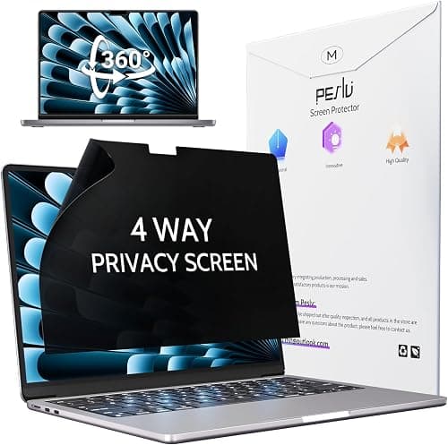 Peslv 360° 4 Way Privacy Screen for Macbook Air 13.6 &13 Inch (2022-2026, M2, M3, M4, M5), Anti Glare Blue Light Spy Filter Private Cover, Bubble-Free Black Security Protector for Mac Laptop على Amazon.ae - متتبع الأسعار