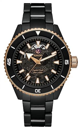 Rado Men's Captain Cook Titanium Automatic Diving Watch with High-Tech Ceramic Strap, Black, 20 (Model: R32127162), Black, Medium, Diving Watch on Amazon.ae - Price Tracker
