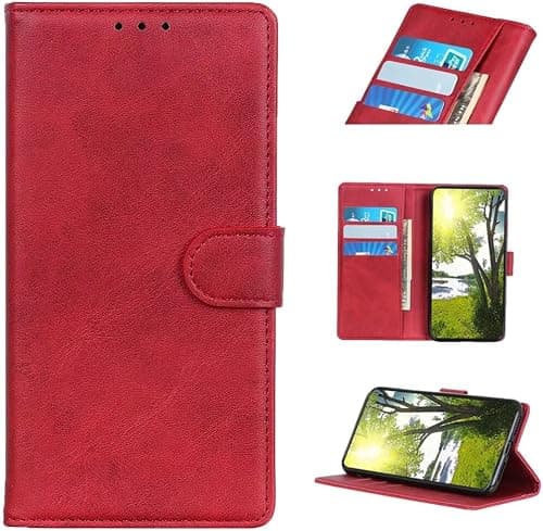 COQUE Compatible with Motorola Moto G77 5G Mobile Phone Case, Cow Grain Texture With 3 card Slots Wallet Motorola Moto G77 5G-Red على Amazon.ae - متتبع الأسعار