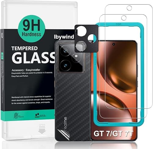 Ibywind For Realme GT 7/GT 7T 5G Screen Protector 6.8",2 Pack 9H Hardness Tempered Glass,With 1Pc Camera Lens Protector,1Pc Back Carbon Fiber Film,Easy to install on Amazon.ae - Price Tracker