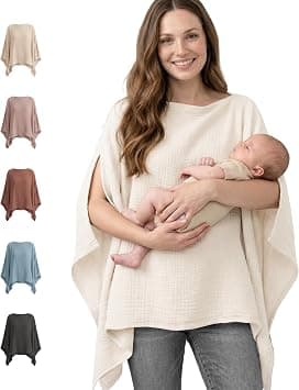 Konssy Muslin Nursing Cover for Women, 360° Full Privacy Poncho on Amazon.sa - Price Tracker