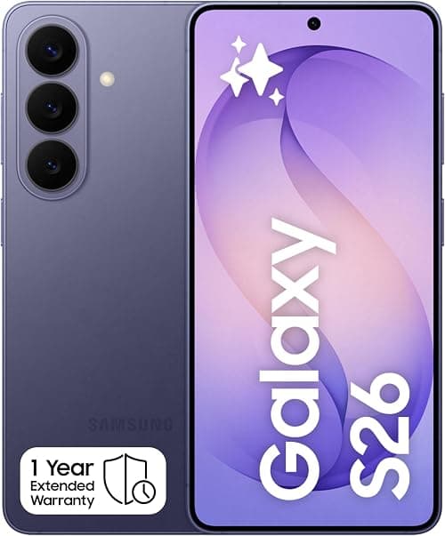 Samsung Galaxy S26 Cobalt Violet, 256GB Storage, AI Phone, 12GB RAM, Customized AP, Photo Assist, 50MP Camera, 4300mAh Battery, 1 Year Manufacturer Extended Warranty (KSA Version) on Amazon.sa - Price Tracker