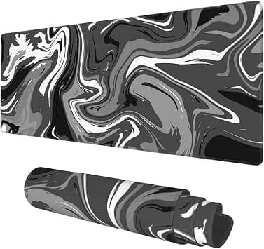 Desk Mat, Abstract Black White Ink Liquid Waves Extended Gaming Mouse Pad Large, 31.5"x11.8" Big Mouse Pad with Non-Slip Base and Stitched Edge, Long Computer Keyboard Mouse Mat for Home Office Work on Amazon - Best Deal Finder