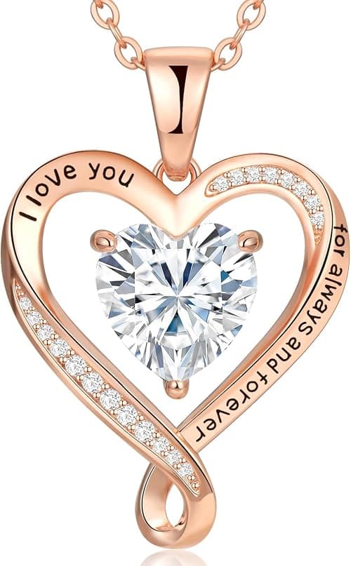 Infinity Heart Pendant Necklace for Women, Rose Gold Birthstone Necklace for Women, Anniversary Birthday Gifts for Her Wife Daughter Girlfriend Girls, Valentines Day Mothers Day Christmas Gifts on Amazon - Best Deal Finder