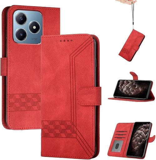 Cover Compatible with ZTE Blade V60 Smart Phone Case Wallet Card Slot Flip Stand Red on Amazon.ae - Price Tracker