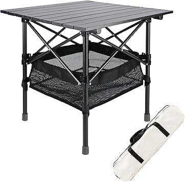 achard Foldable Table, Folding Camping Table, Roll-Top Table w/Mesh Bag, Roll-up Table with Mesh Storage Organizer and Carry Bag, Folding Beach Table for Camping, Beach, Picnic, BBQ (53 * 50 * 50CM) on Amazon.ae - Price Tracker
