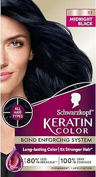 Schwarzkopf Keratin Color Permanent Hair Color, 1.1 Midnight Black, 1 Application-Professionally Inspired Permanent Hair Dye, for up to 80% Less Breakage vs Untreated Hair and up to 100% Gray Coverage on Amazon.ae - Price Tracker