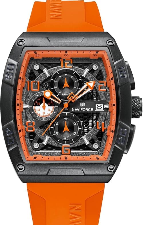 NAVIFORCE NF8052 Luminous Hollow Dial Barrel-Shaped Silicon Strap Sports Watch on Amazon.ae - Price Tracker