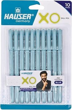 Hauser Germany Xo 0.7Mm Ball Pen Wallet Pack | Sleek Body & Minimalistic Design | Matt Finish & Solid Body Type | Low Viscosity Ink With Ultra Durable Tip | Blue Ink, Pack Of 10 Pens on Amazon.sa - Price Tracker
