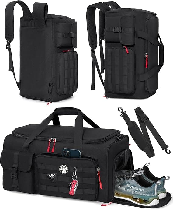 RAINSMORE Gym Bag for Men 45L Sports Travel Duffel Bag with Shoe&Laptop Compartment Carryon Weekender Bag Overnight Backpack, Black, 21x11.8x11.42 inches, Classic on Amazon.ae - Price Tracker