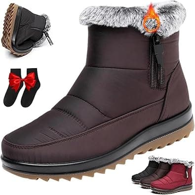 Women's Waterproof Orthopedic Warm Boots with Side Zipper,Fur Lined Warm Outdoor Ankle Short Boots,Comfortable Slip On Walking Snow Booties on Amazon.ae - Price Tracker