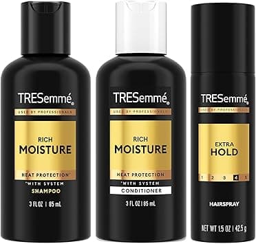 TRESemmé Travel Essentials for Hair Care – Rich Moisture Shampoo, Conditioner & Extra Hold Hairspray for Heat Protection & 24H Frizz Control on Amazon.ae - Price Tracker