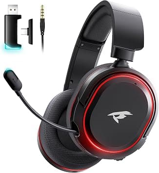 Picun G2 Wireless Gaming Headset with Mic for PC PS5 PS4 Switch, Black Red | 7.1 Virtual Surround Sound, 2.4GHz/Bluetooth 5.4/Wired, 100H Playtime, ENC Noise-Canceling Mic, RGB, 5ms Ultra-Low Latency on Amazon.ae - Price Tracker