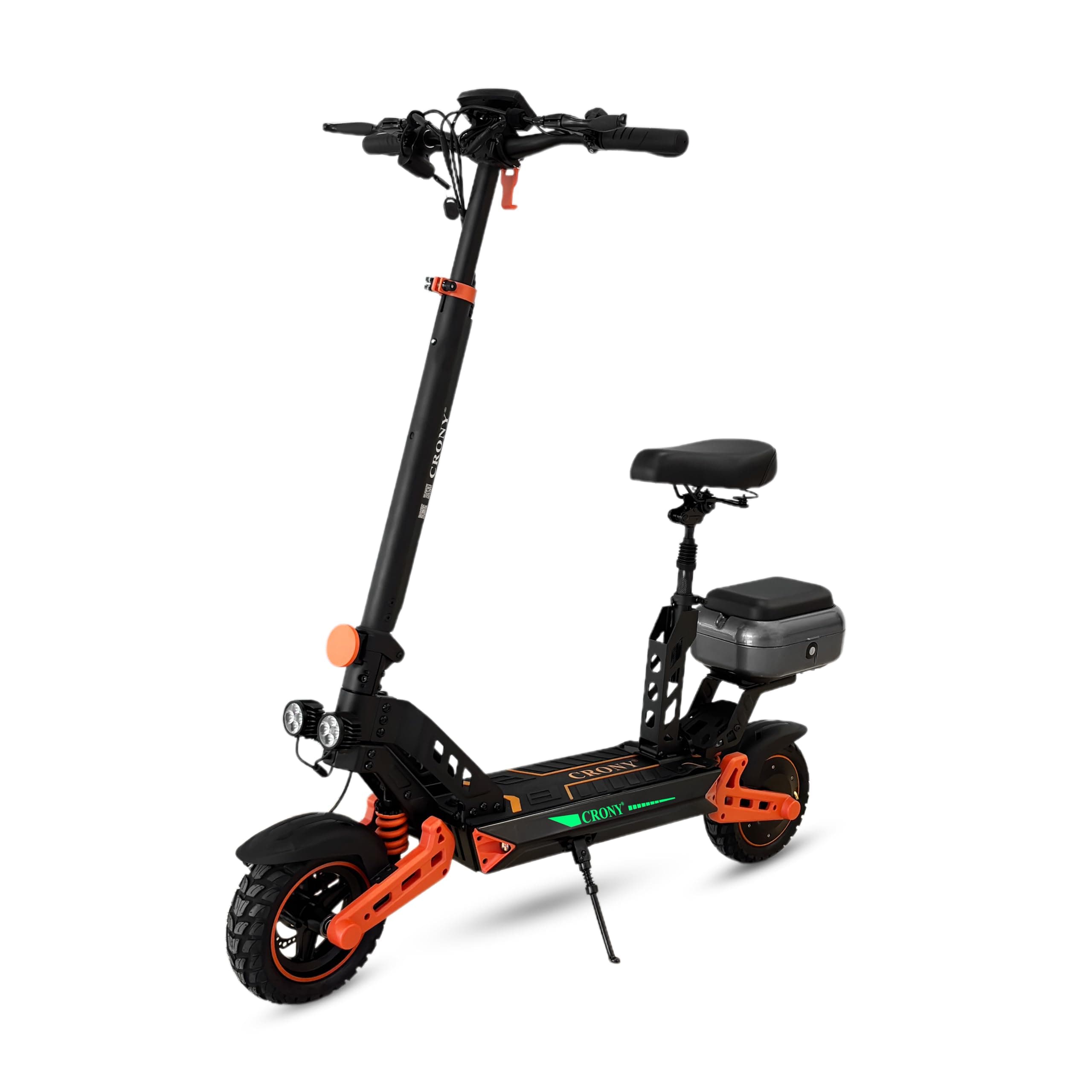 CRONY D2 Pro Electric Scooter with Seat, 1500W Motor, 50-65KM/H Speed, 30-40KM Range, Dual Suspension, Hydraulic Shock Absorbents, LCD Display, LED Lights, Bluetooth App, Rear Luggage Box on Amazon.ae - Price Tracker