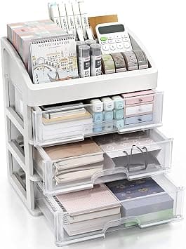 Bukela 3-Tier Desk Organizer, Desktop Plastic Storage With 3 Clear Drawers, Pen Holder, Office Supplies Storage for Home, Cosmetics on Amazon.ae - Price Tracker