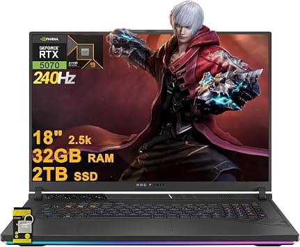 لابتوب اسوس روج ستريكس G18 G814 للالعاب 18 انش 2.5k (2560x1600) 240Hz (100% DCI-P3) AMD رايزن 9 9955HX 16 نواة (>i9-14900HX) 32GB DDR5 2TB SSD جيفورس RTX 5070 RGB كاميرا خلفية خلفية FHD كاميرا Win1 1 على أمازون - دليلك لأفضل العروض