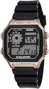Casio AE1200WH Series | Men’s Digital Watch | 100M WR | Multi Alarms | 100 SEC Stopwatch | Countdown Timer | World Map for World Time | LED Light | LC Analog Display | 10 Year Battery on Amazon.ae - Price Tracker