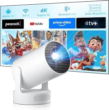 Salange Mini Projector 4K Supported, Smart Projector 4K FHD 1080P Supports Android 11.0, Projector Mobile Phone Small Outdoor 180° Rotatable, 5W Sound Bass Speaker, Auto Keystone Correction with WiFi على Amazon.ae - متتبع الأسعار