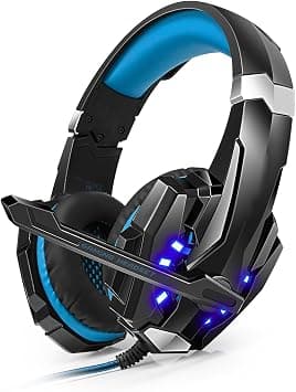 Over Ear Gaming Headset with Mic, 40mm Drivers, LED Lights & Volume Control, Noise Isolating Microphone for PC, Laptop, Mobile & Consoles (Black and Blue) on Amazon - Best Deal Finder