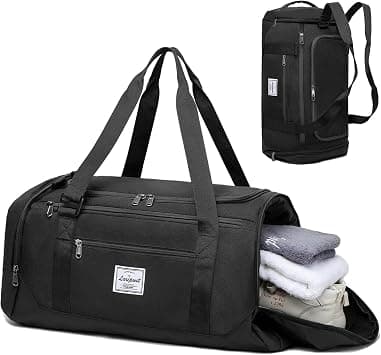 Laripwit Gym Bags for Men, 40L Medium Sports Travel Duffel Bag with Shoe Compartment & Wet Pocket Lightweight Gym Duffle Bag Backpack Multipurpose Weekender Overnight Backpack for Women, Black on Amazon - Best Deal Finder