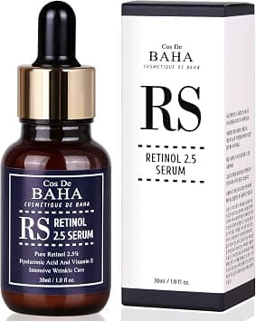Cos De BAHA Retinol 2.5% Serum 1oz + Vitamin E - Facial Crepe Erase + Diminishes Acne-prone + Age Spot Remover + Retinol Serum 2.5 High Strength for Face without a Prescription, 1oz (30ml) on Amazon.ae - Price Tracker