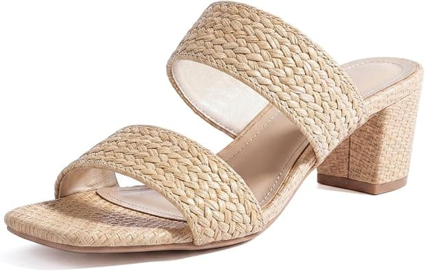 N.N.G Women Heel Sandals Braided Strappy Dressy Summer Low Heel Chunky Block Leather Comfortable Casual Square toe on Amazon.ae - Price Tracker