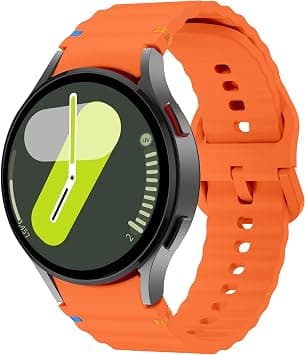 Compatible with Samsung Galaxy Watch 7 Strap No Gap Sport Silicone Watch Band for Galaxy Watch 6 5 4 40mm 44mm Galaxy Watch 6 Classic 43mm 47mm,watch 5 Pro,watch 4 Classic Strap 42mm 46mm (Orange) - متتبع أسعار Amazon.sa