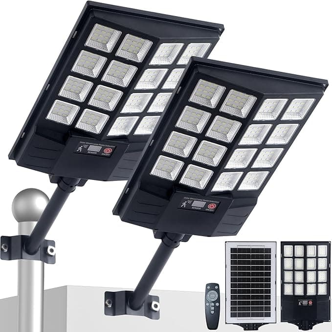 Solar Street Lights Outdoor, 8500K Solar Powered Driveway Light, LED Flood Motion Sensor Dusk Dawn Illumination Waterproof Mount Security Lights for Parking Lot, Backyard, Garage, Path (2Pieces) on Amazon.ae - Price Tracker