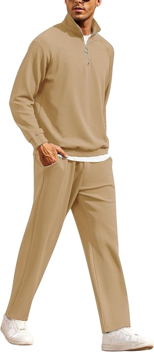 COOFANDY Men's Tracksuit 2 Piece Relaxed Fit Half-zip Sweatsuits Athletic Running Jogging Suit Sets on Amazon.ae - Price Tracker