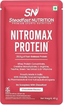 Steadfast Nutrition Nitromax Protein |25.9g Fast Releasing Protein, 11.94g EAA, 5.78g BCAA per sachet | Increases Muscle pump, strength, Lean Muscle | 1.2kg (30 Sachets) على Amazon.ae - متتبع الأسعار